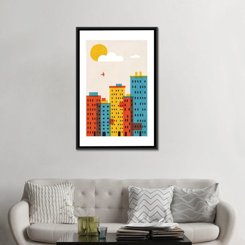 « city ii », impression sur toile, H 48 po x l 32 po x P 1,5 po, Toile encadrée noire, Pas de tapis