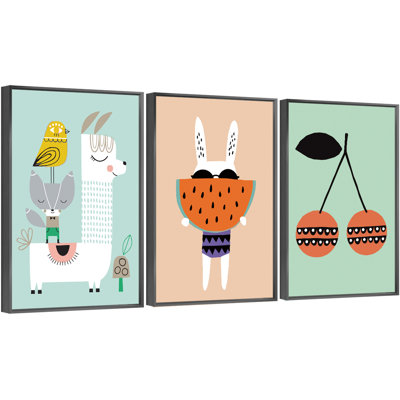 Animaux en aluminium encadré, ensemble de 3 reproductions encadrées en aluminium sur toile dorée