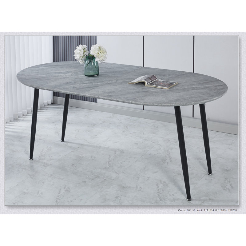 Table extensible polyvalente pour la salle à manger, le bureau et le café, avec plateau en panneau de fibres à densité moyenne et pieds en métal robustes pour plus de stabilité et de style.