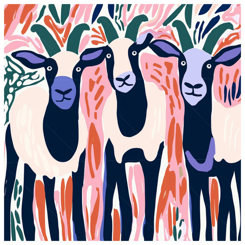 Tapisserie murale chèvre - Décoration murale animal, H 51 po x l 60 po avec 4 œillets