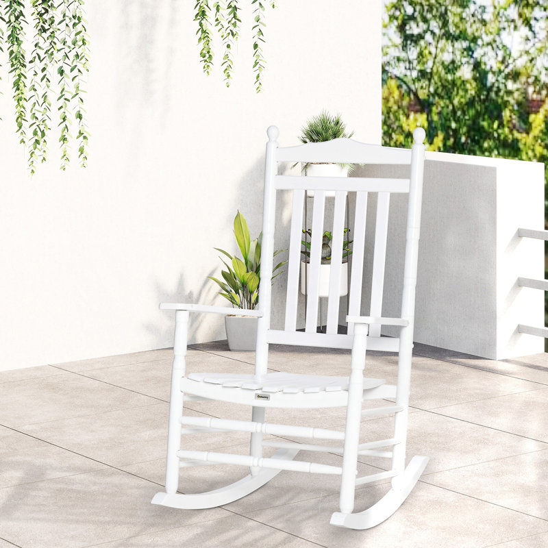 Traditional High-Back Rocking Chair, White