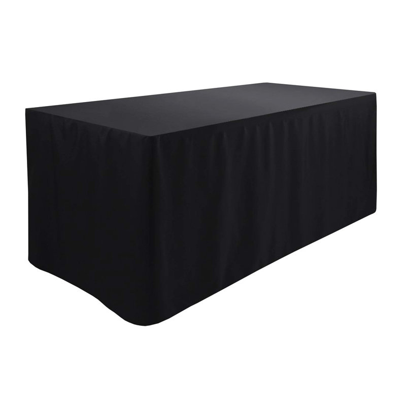 Fitted 100% Polyester Tablecloth Premium Qualitytable Cover 4 Feet Diameter, Black, 60.96cm W x 121.92cm L