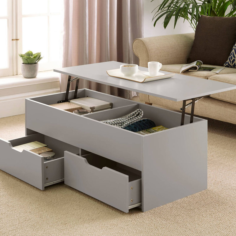 Teremba Lift Top Block Coffee Table with Storage, Grey