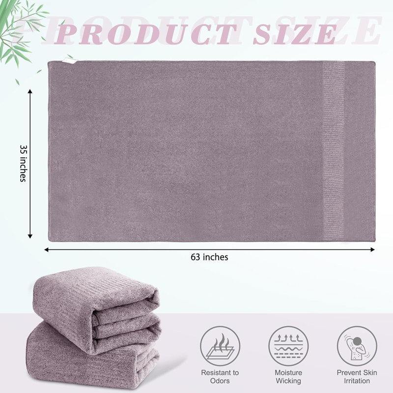  Extra Absorbent Quick Drying Lightweight Fiber 35*63 inches Large Bath Towel Set (Set of 2), Purple
