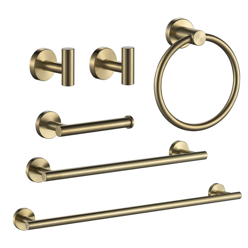 Ensemble de quincaillerie de salle de bain 6 pièces, Or brossé