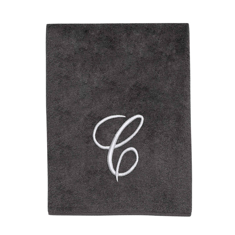 Winston Porter Granite/Silver Script Monogram Bath Towel Letter C