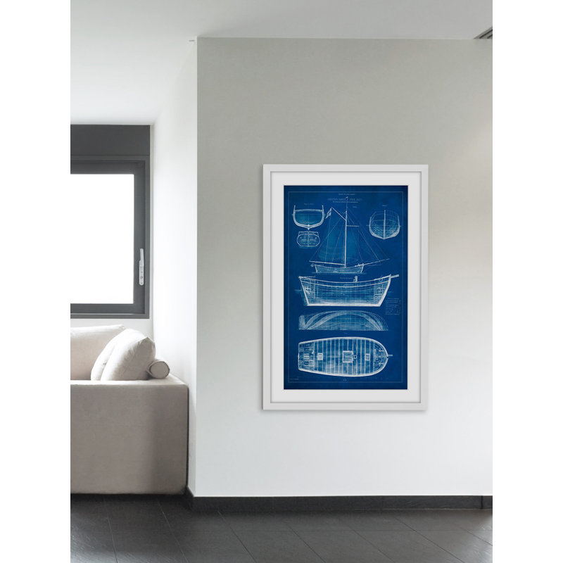 « ship blueprint ii », reproduction d’art encadrée, H 36 po x l 24 po