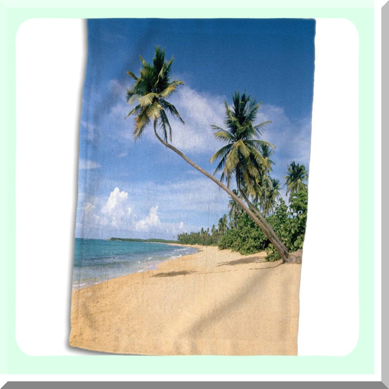 Paradise Shores 3D Beach Towel - Tropical Puerto Rico Design, 15x22