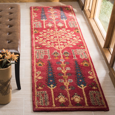 Tapis rouge en laine touffeté à la main Wahcheechee