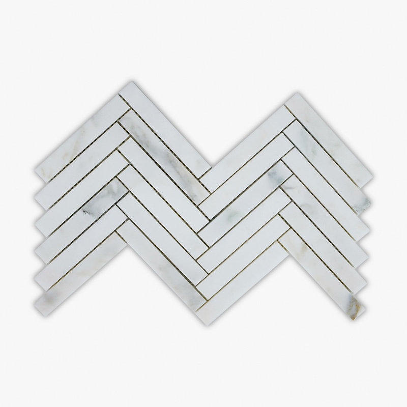 Carreau de mosaïque en marbre à chevrons en marbre 16 po x 8 po Calacatta
