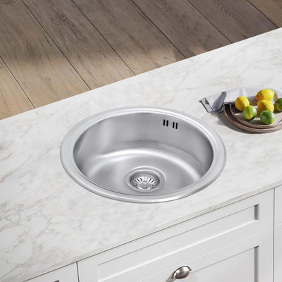 Belfry Kitchen Amesbury 450mm W Single Bowl Stainless Steel Drop-In Kitchen Sink 0