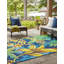 Tapis intérieur / extérieur à motif floral bleu / jaune Brett-904133517