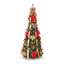 Sapin de Noël artificiel pliable pré-illuminé de 1,80 m avec 200 lumières DEL blanc chaud, 8 modes d'éclairage et décorations rouges et dorées