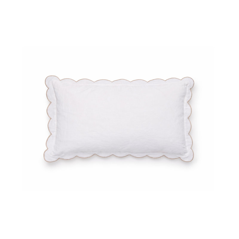 Kelly 14" X 24" Pillow with Insert, White / Flax