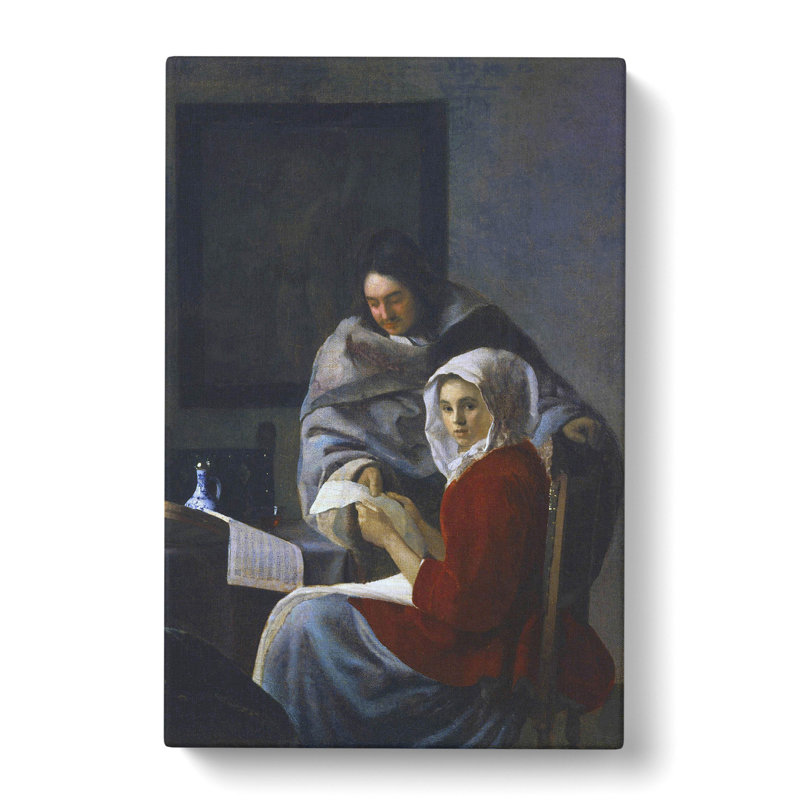 Girl Interrupted At Her Music by Johannes Vermeer - Wrapped Canvas Painting, 76cm H x 50cm W x 3cm D