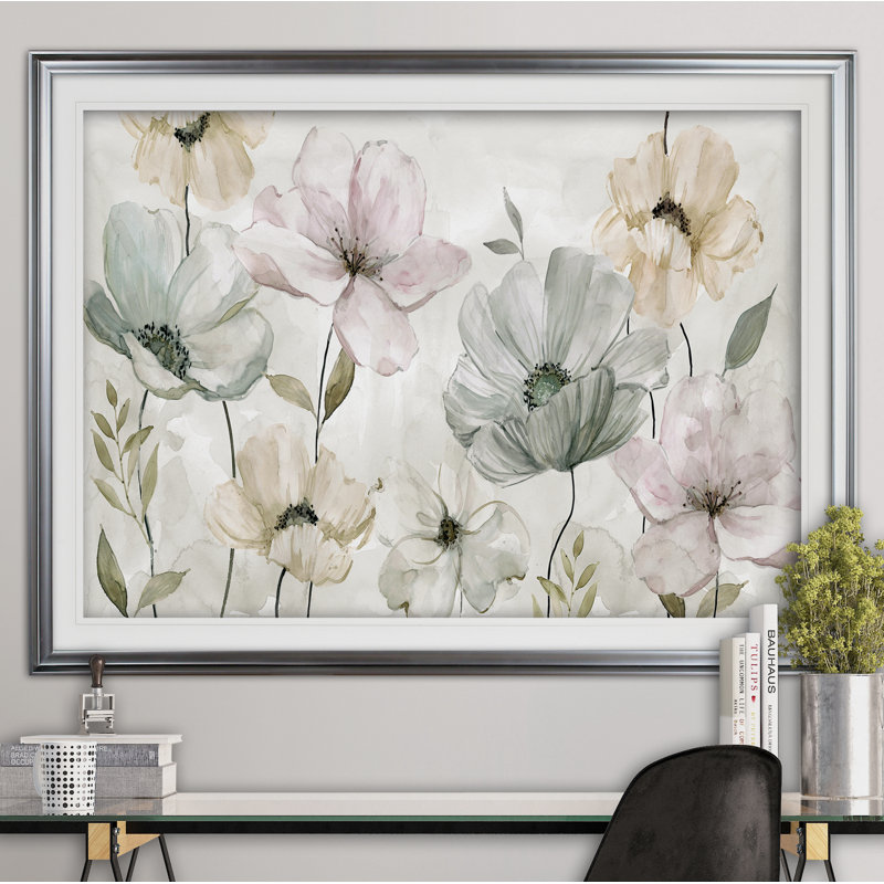 Ameelah " Garden Grays ", Silver, 30" H x 40" W x 1.5"