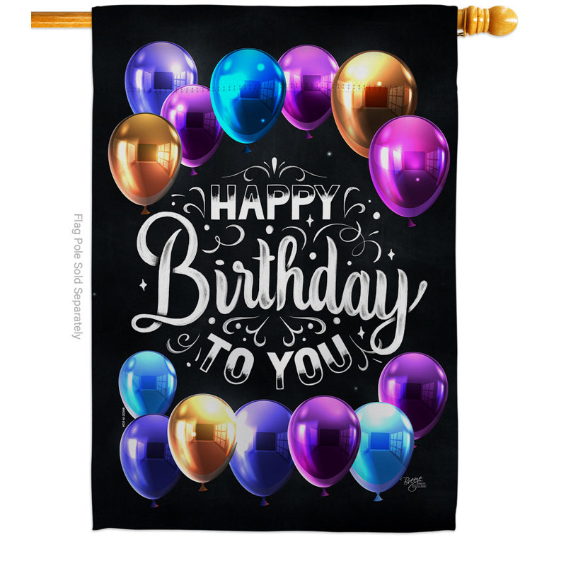 Double Sided Polyester Birthday House Flag, 40" H x 28" W