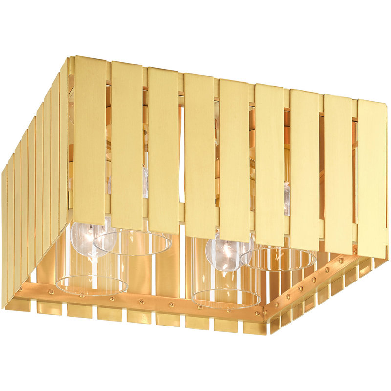 Greenwich Glass Flush Mount, Satin Brass