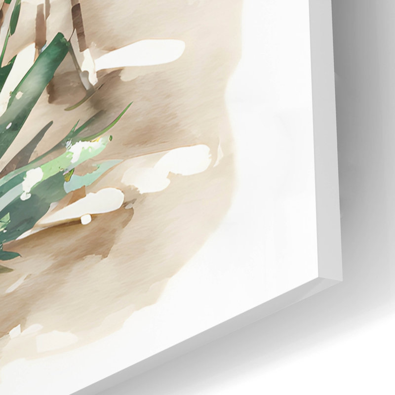 «Watercolor Beach Surfboard» par Petals Prints Design, art mural en verre acrylique, H 16 po x l 12 po