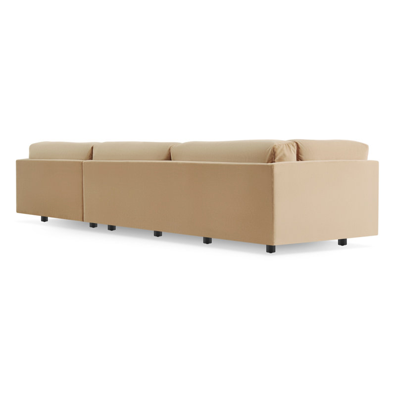 Sunday Chaise Sectional, Right Hand Facing, Camel Velvet Polyester Blend