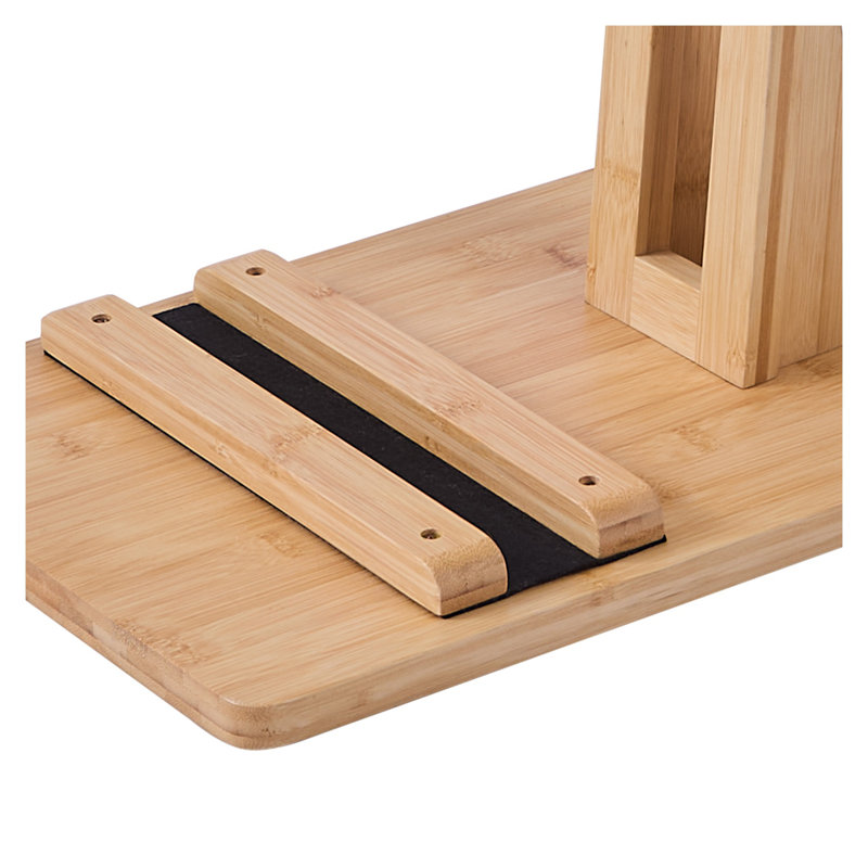 Vertical Bamboo Surfboard Rack with Adjustable Width & Protective Padding – Freestanding Wooden Display Stand for Wakeboards, Snowboards, and Skis