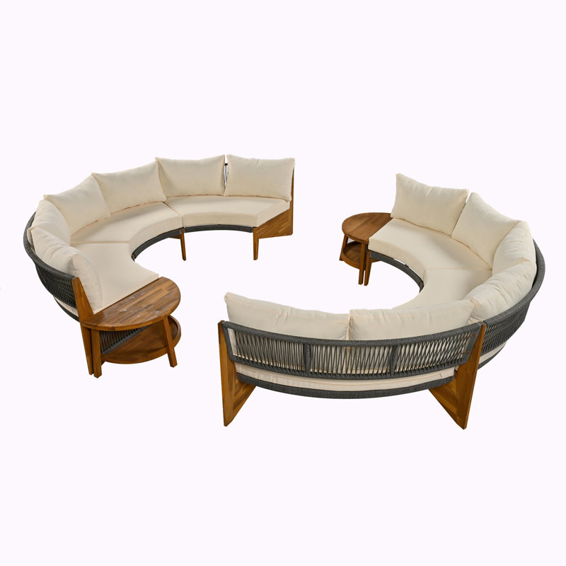 Ensemble de conversation d'extérieur pour 8 personnes avec coussins Rimsha, Beige
