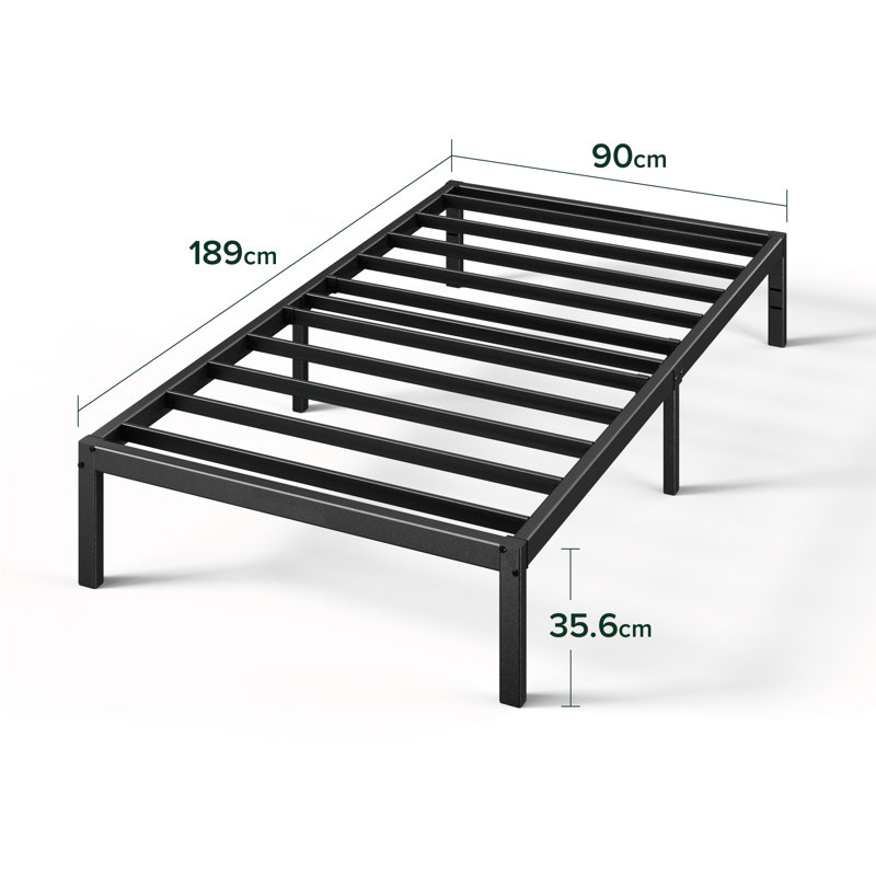 Barbieri Modern Metal Platform Bed Frame with Heavy Duty Steel Slat Support, Single (3')