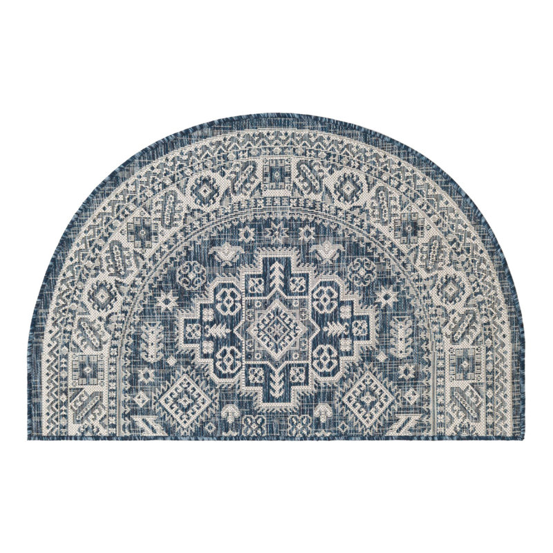 Tapis intérieur / extérieur brun Anariya, Demi-cercle 2 pi 7 po x 4 pi 1 po