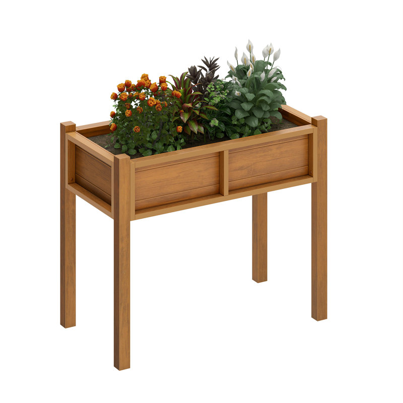 29" Tall Elevated Planter, Yellow