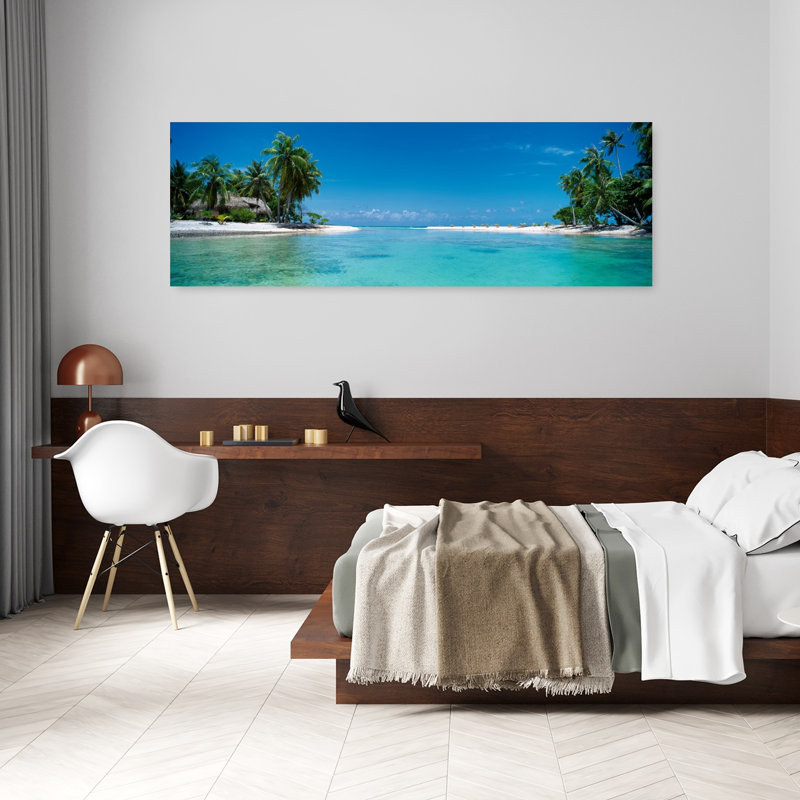 Palmiers sur la plage, Tikehau, Polynésie française, tranquille, palmier abstrait, art mural nature, H 20 po x l 60 po