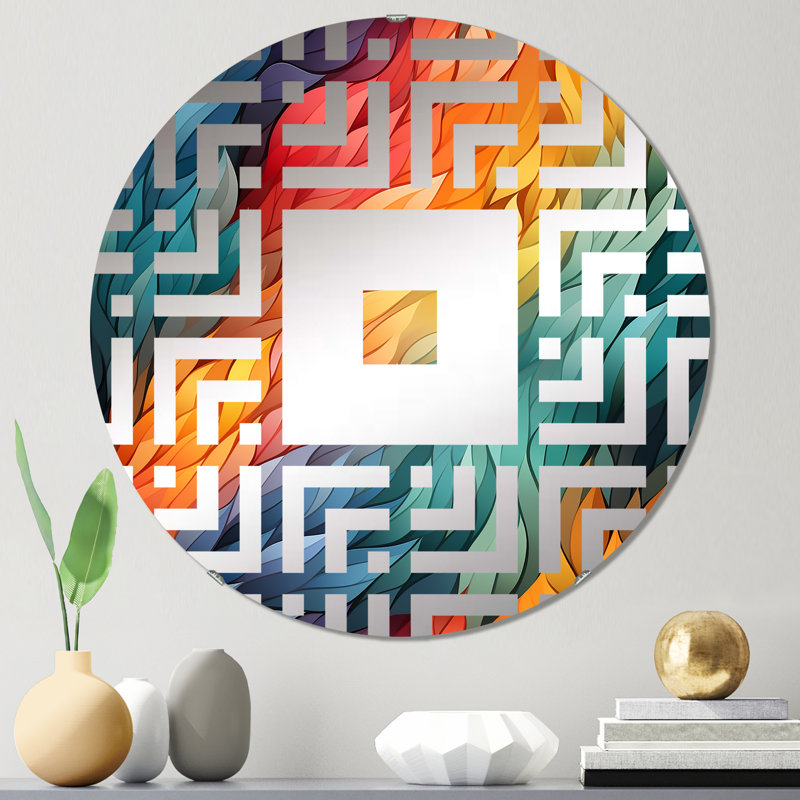 Multicolore mosaïque de verre - Miroir mural carré, 31,4 po x 31,4 po