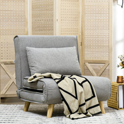 Fauteuil convertible HOMcom, canapé-lit multifonctionnel 2-en-1, fauteuil-lit avec dossier réglable, bureau à domicile,