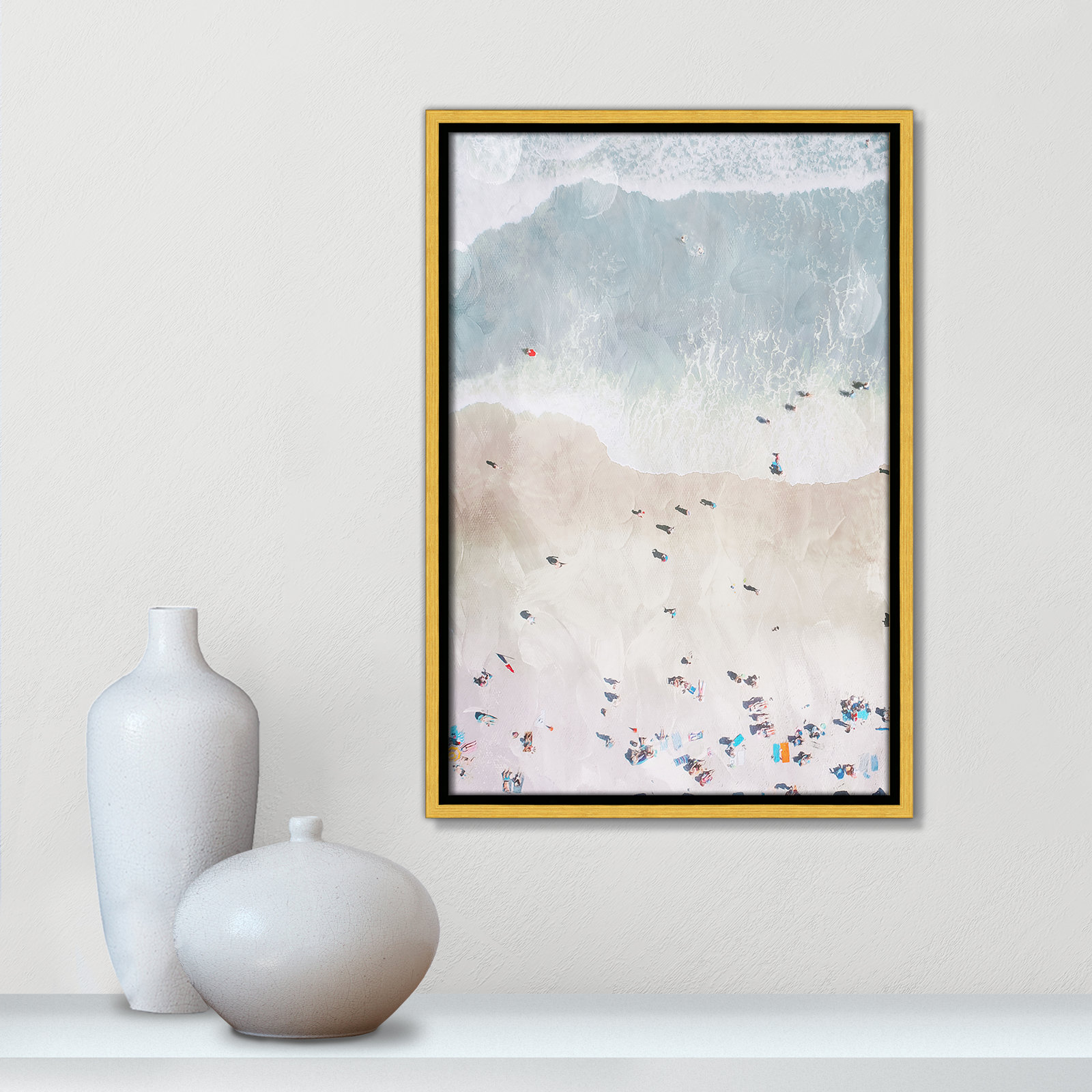 Beaching Out I Print by Milli Villa, 13.5'' W x 19.5'' H, Gold Floater