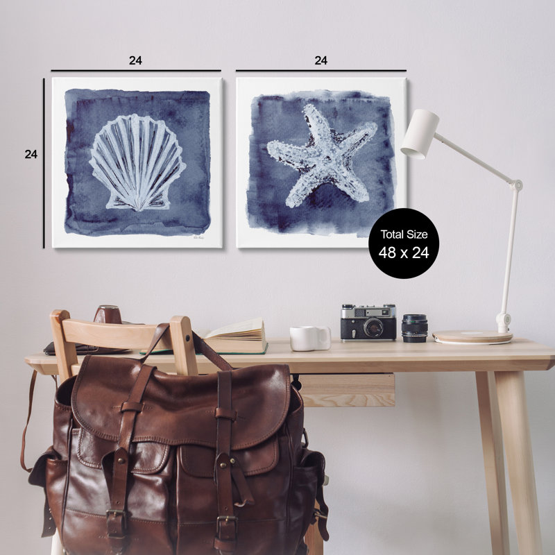 Ensemble de 2 impressions sur toile Shell & Starfish Impressions par Patti Bishop, H 24 po x l 24 po