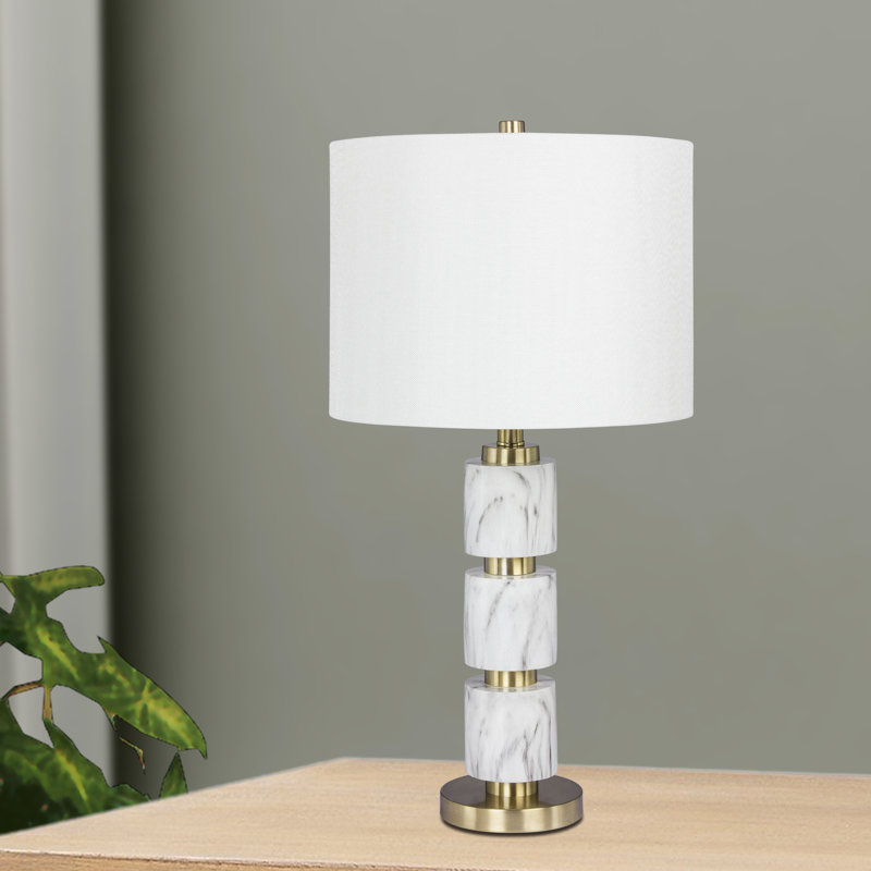 Esmeyer Table Lamp, White/Brass