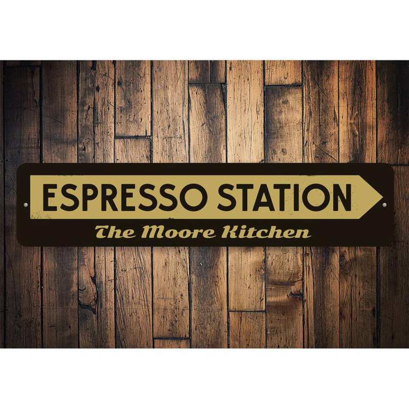 Plaque espresso personnalisée en aluminium, H 6 po x l 24 po x P 0,063 po