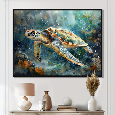 Sea Turtle Journey II - Sea Creatures Large Wall Art