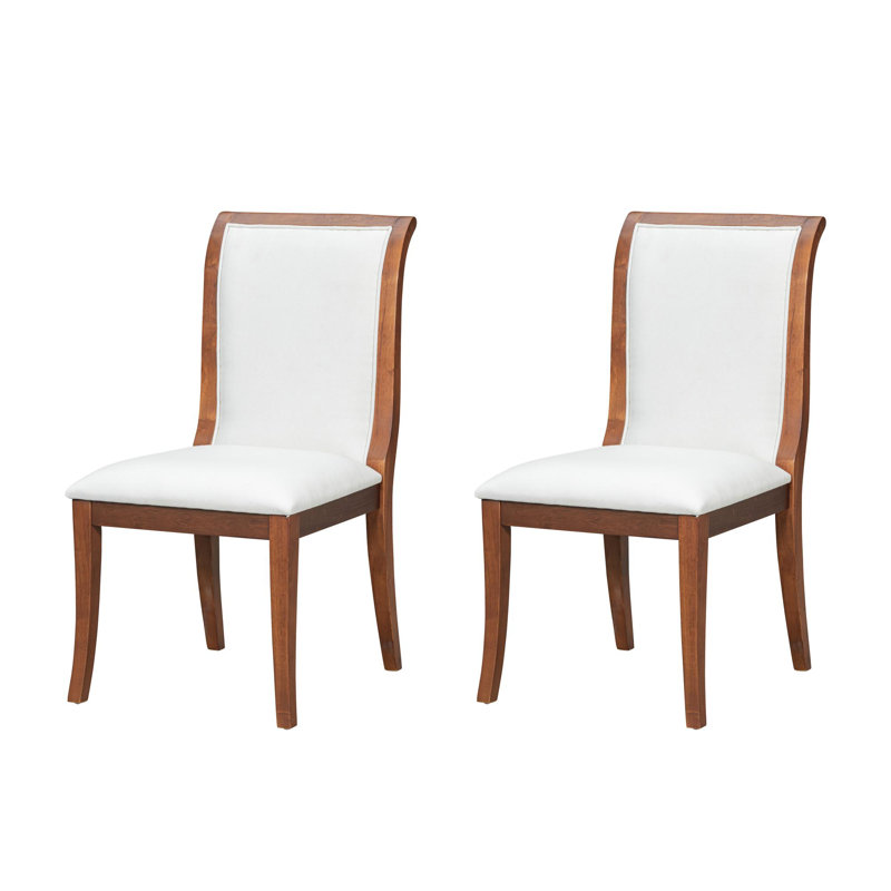 Ensemble de 2 chaises de salle à manger rembourrées - Élégantes chaises d'appoint en tissu traditionnel avec lignes courbes, structure en bois massif