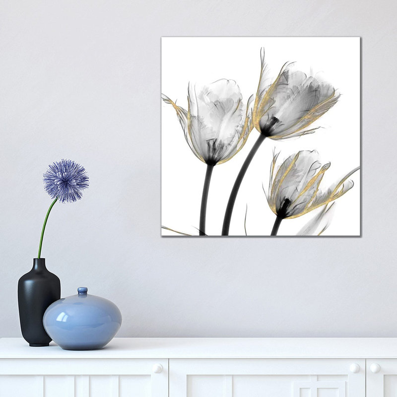 Gold Embellished Tulips II by Albert Koetsier - Wrapped Canvas Painting, 45.72 cm H x 45.72 cm W x 3.175 cm D