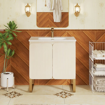 Ensemble de meuble-lavabo autoportant 29,9 po avec plateau en céramique