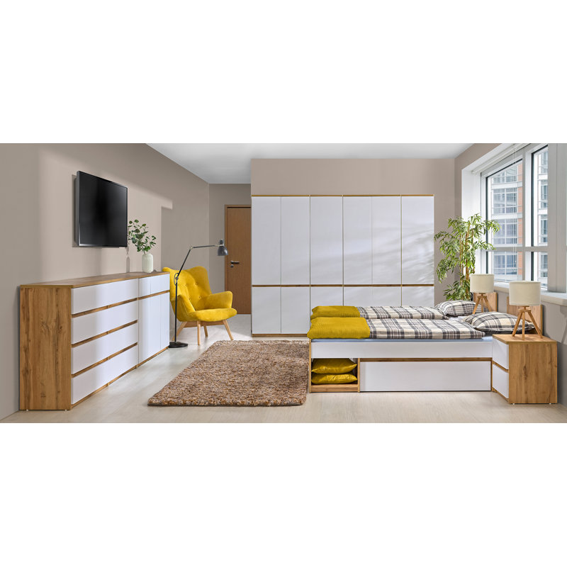 Amedeu 120cm W 3 - Drawer Chest of Drawers, Oak/White