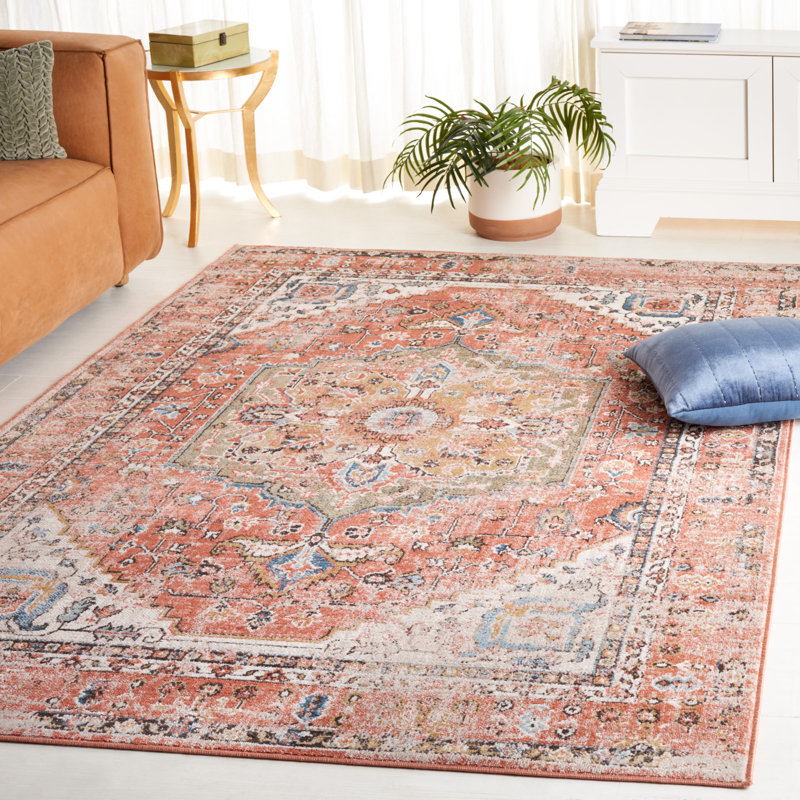 Tapis oriental rouille en polypropylène tissé à la machine Monaville, Rectangle 5 pi 3 po x 7 pi 6 po