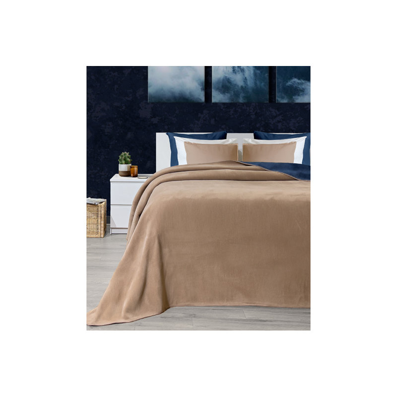 Couverture confortable en mélange de coton, 60% coton, 33% acrylique, 7% polyester, 59 x 79 | 500 g / m² pour une chaleur ultime | Design élégant brun et bleu | Parfait pour la maison, le bureau ou l'extérieur | Lavable à la machine