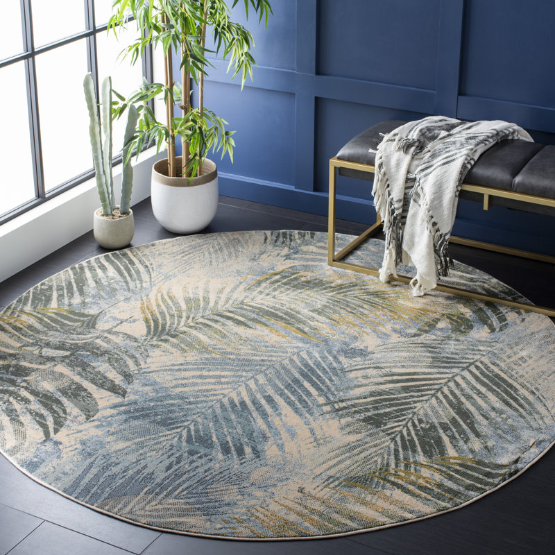 Kinser 300 Performance Floral Rug, Round 6'7"
