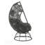 Ensemble de chaise longue et de table d'appoint en verre transparent, tissu gris anthracite et osier noir Hikre