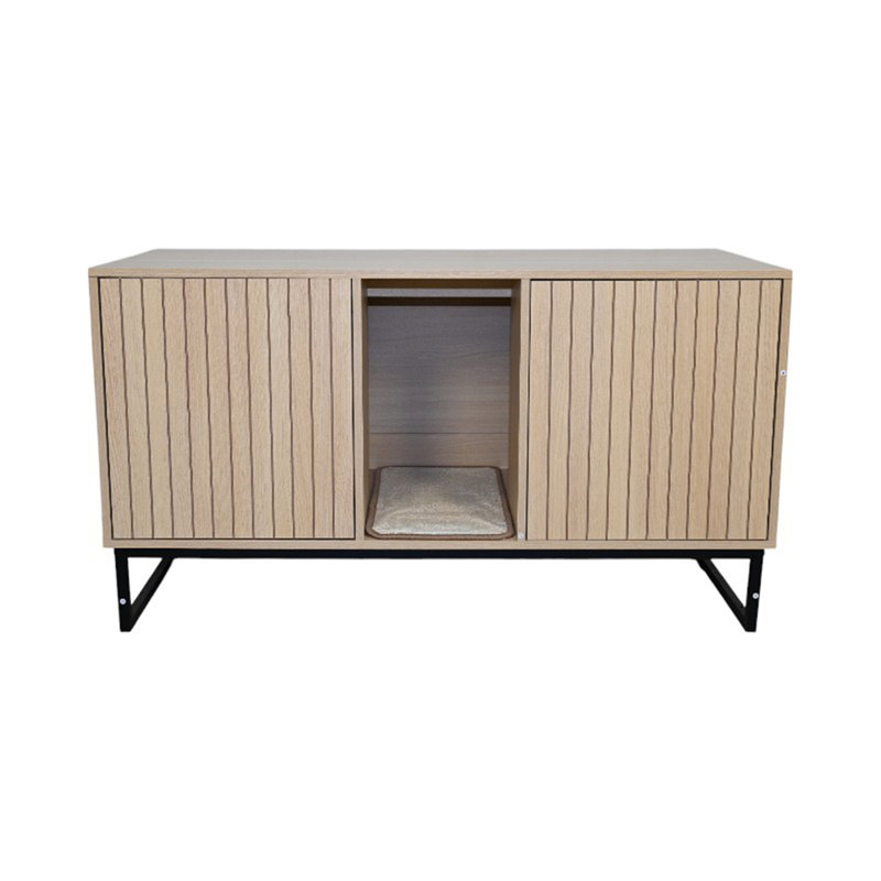 Maison pour chat moderne en bois avec tapis à griffer - 47,64 po x 21,46 po x 25,98 po, 76,4 lb