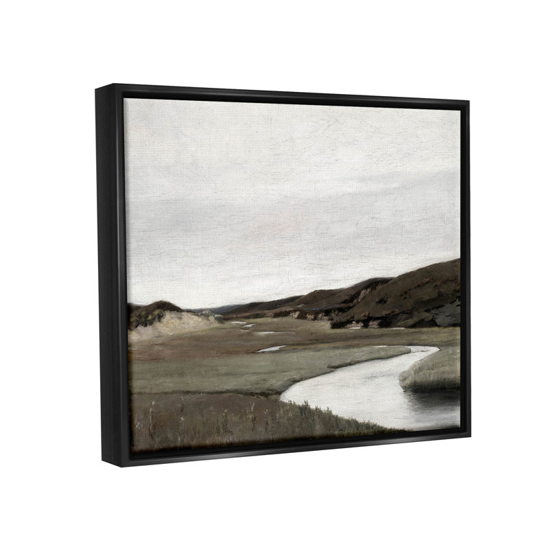 Art mural sur toile flottant avec paysage et campagne, H 25 po x l 31 po x P 1,7 po, Cadre flottant noir de jais