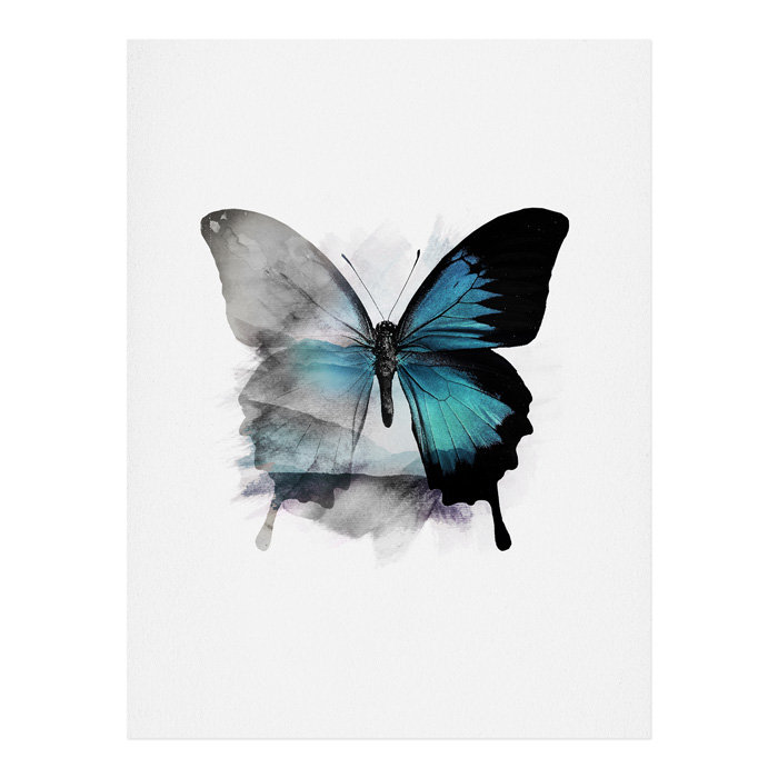 «The Blue Butterfly» par Emanuela Carratoni, reproduction d'art graphique sur papier sans cadre, H 14 po x l 11 po x P 1 po