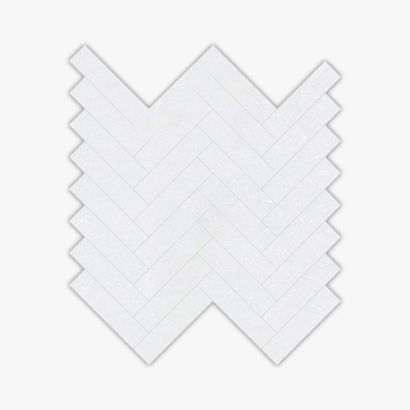 Thassos White Polished 1x4 Herringbone Marble Mosaic