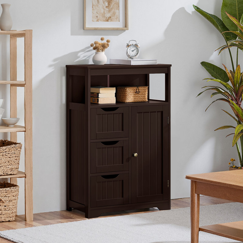 Armoire de salle de bain autoportante l 22 po x H 34,1 po x P 11,5 po Brigit, H 34,1 po x l 22 po x P 12 po, Espresso